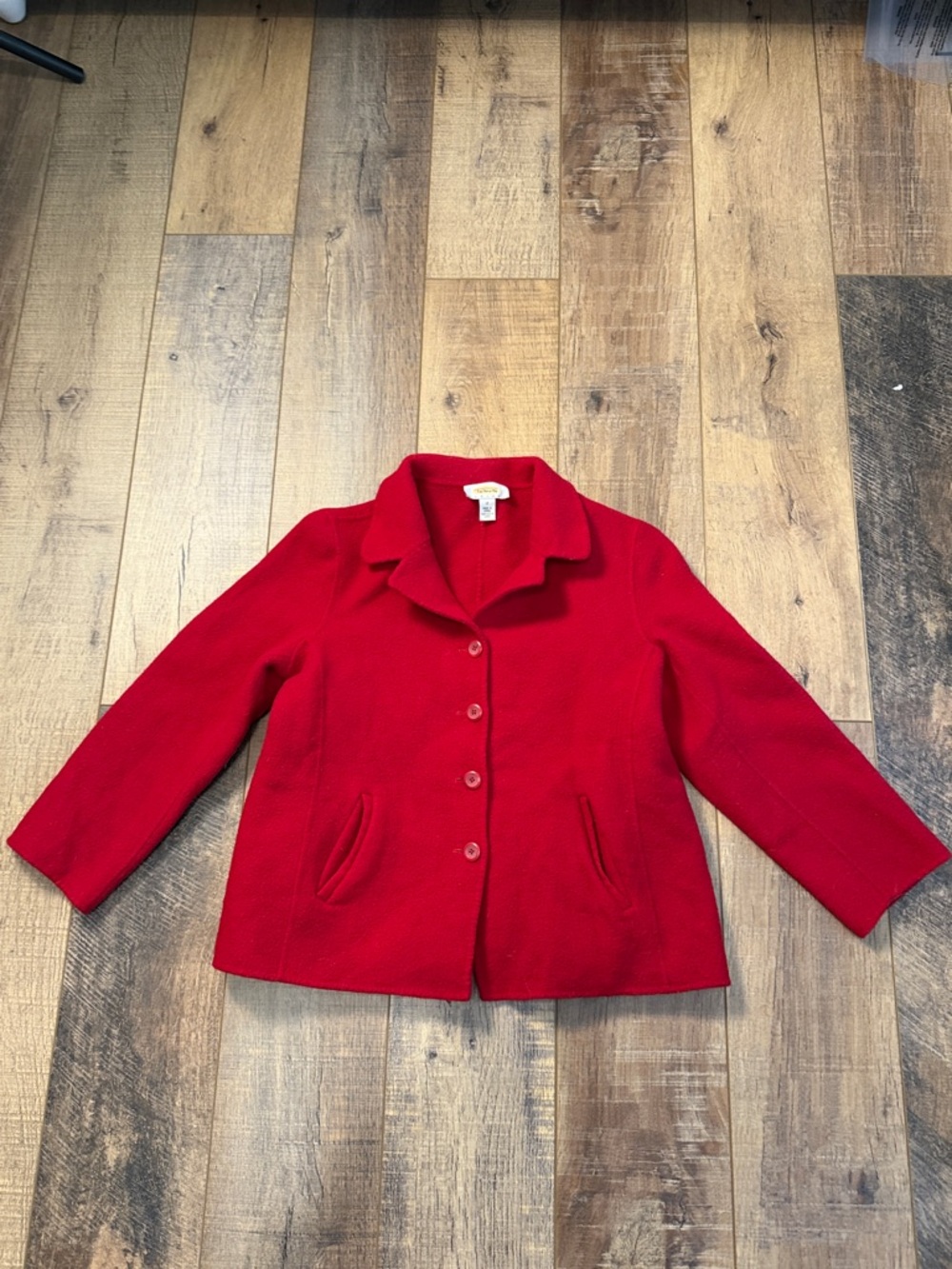 Talbots Petites Red Wool Button Front Blazer Jacket Size 12P